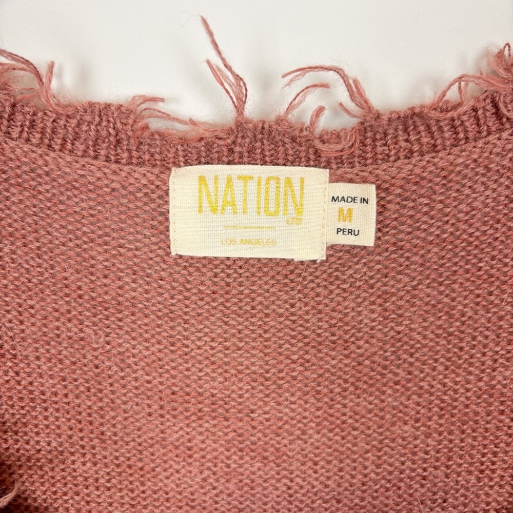 Nation LTD Baby Alpaca Knit Distressed Cardigan in Fig Size M - Picture 7 of 10
